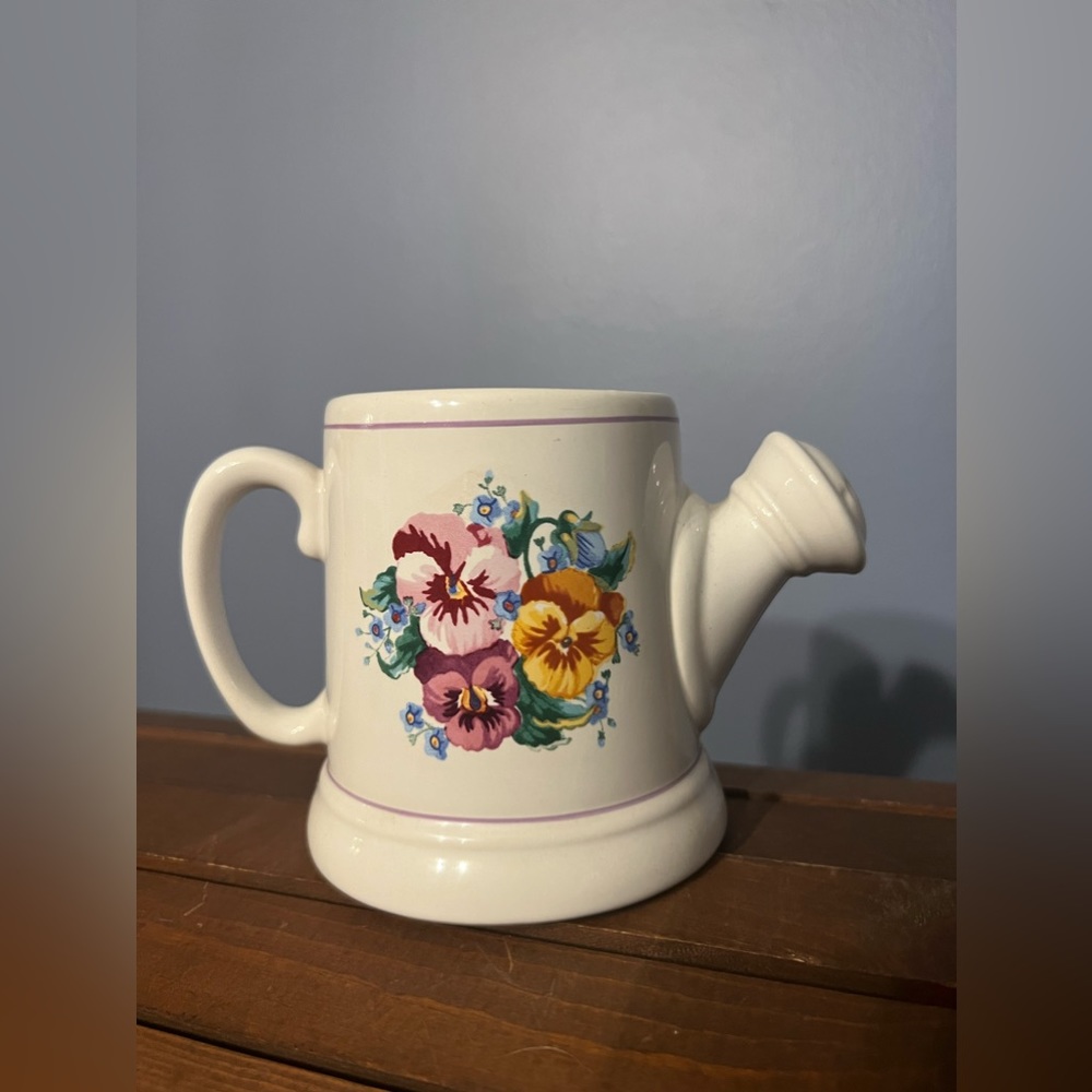 Hallmark Watering Can Ceramic‎ Mug Pansies Are For Thoughts